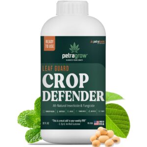 petragrow crop defender leaf guard super ready-to-use pesticide, miticide, plant fungicide, insecticide for indoor plants, spider mite spray, powdery mildew spray for plants, predatory mites - 32oz