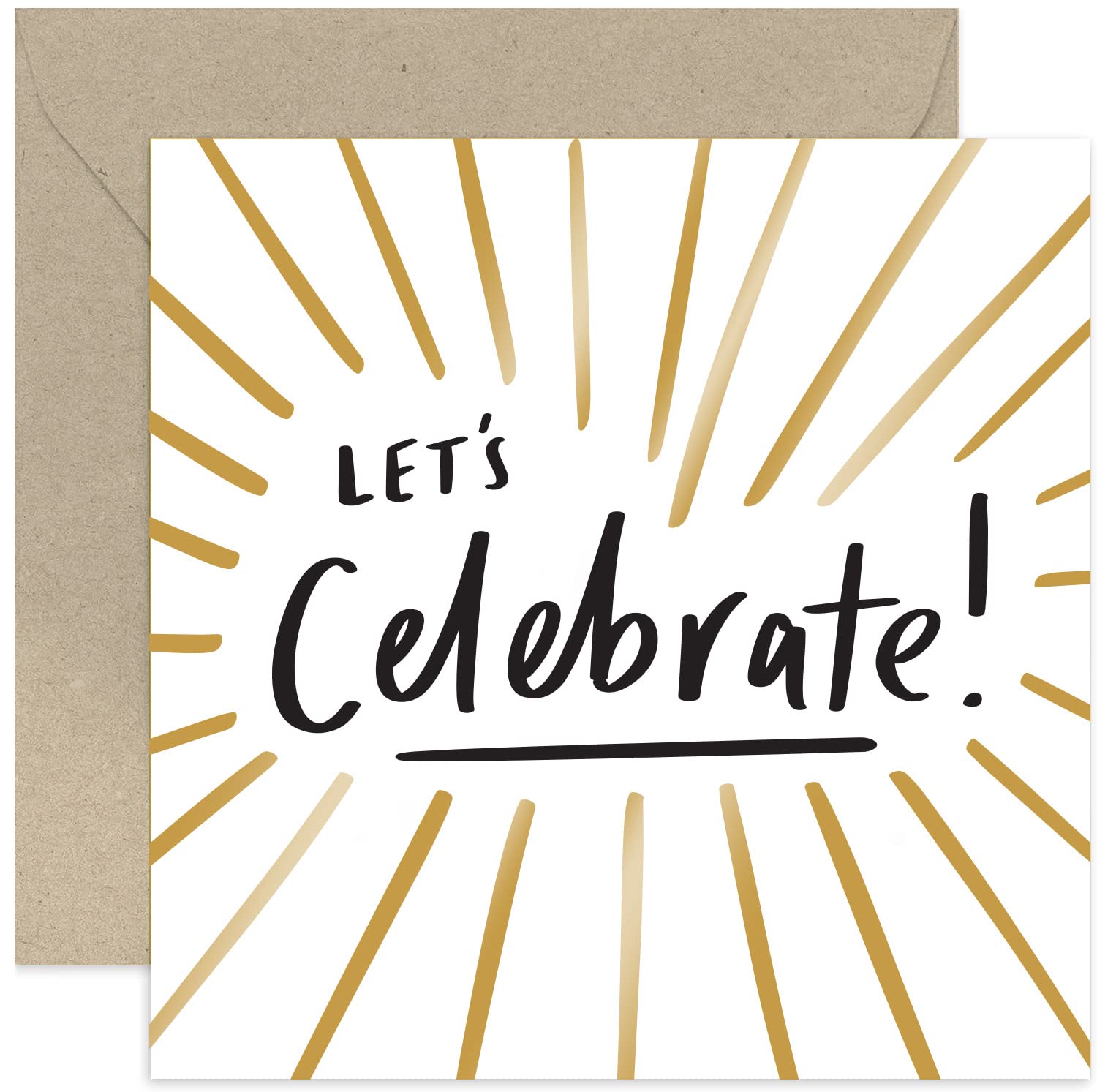 Old English Co. Well Done Card for Him or Her - 'Let's Celebrate' Gold Foil Congratulations Greeting Card for Men and Women - New Job, Engagement, Birthday, Exam Results | Blank Inside with Envelope