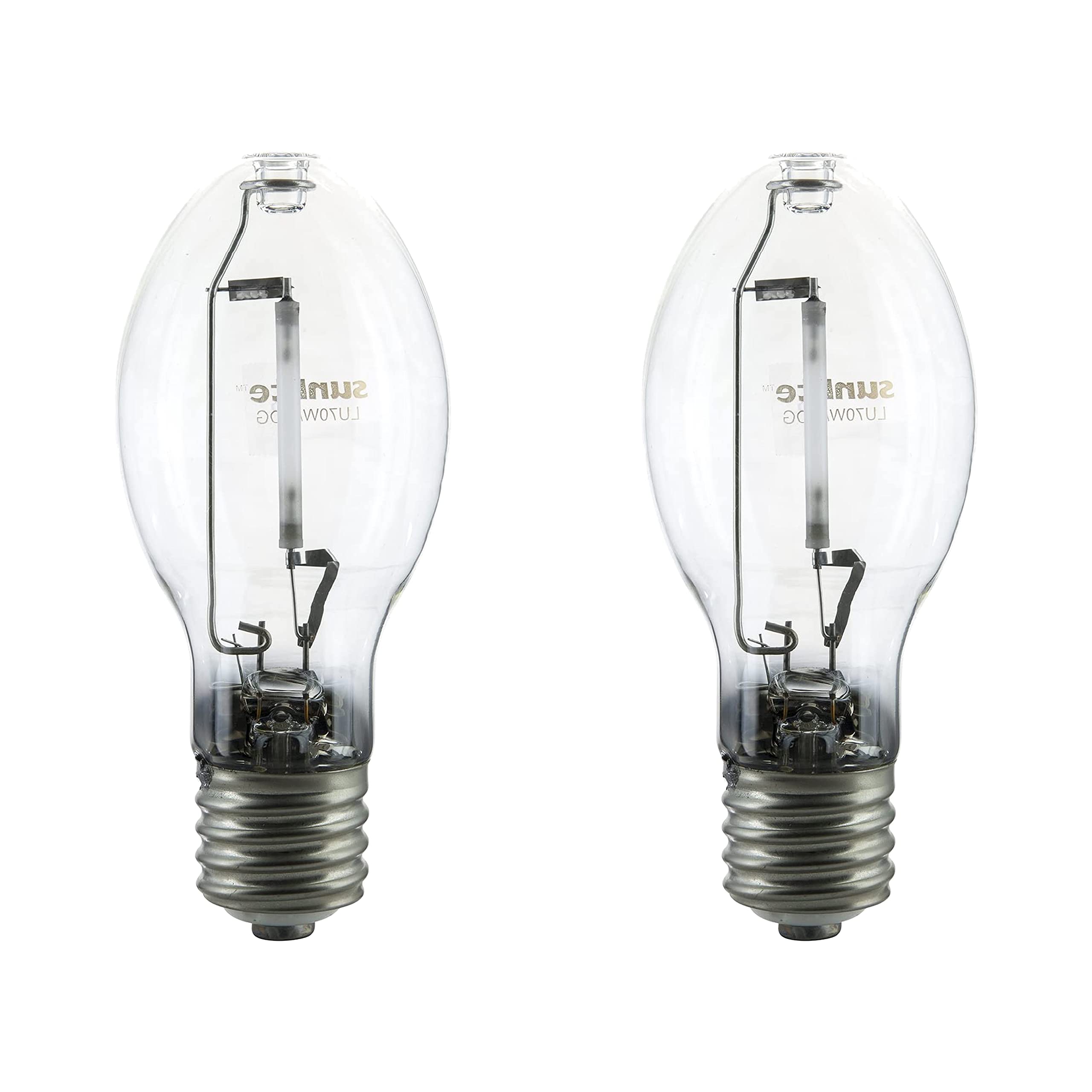 Sunlite 02503 LU70/MOG 70 Watt High Pressure Sodium Light Bulb, Mogul Base (E39), ANSI Code S62, 6300 Lumen, 24000 Life Hours, Clear, 2100K, 2-Pack