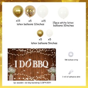 I Do BBQ Bridal Party Decorations Bbq Engagement Party Decor, I Do Bbq Backdrop Banner Rustic Wood Wedding Theme Gold Balloons Kit, Diamond Ring Foil Balloon Glitter for Men Women Couples