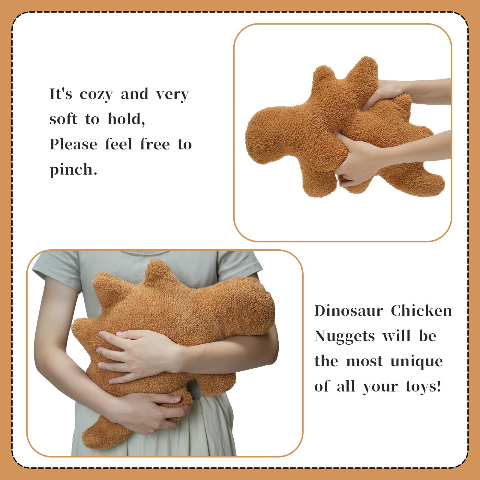 TVVPGG Dino Nugget Plush,18 in Dino Nugget Pillow Stuffed Toy, Funny Dino Chicken Nuggets Pillow Gifts for Kids Adults Girlfriend Christmas