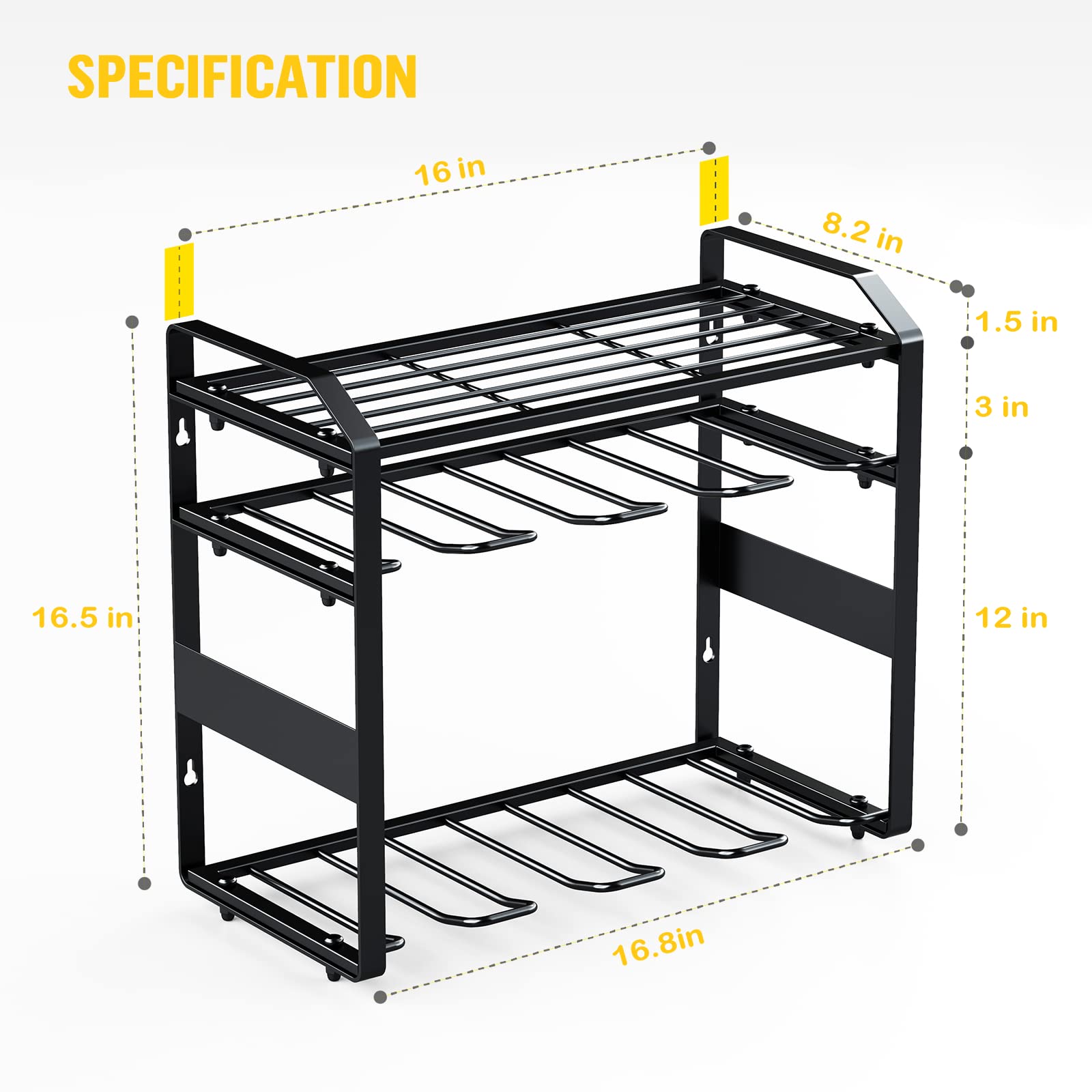 Power Tool Organizer Heavy Duty, Wall Mounted Utility Storage Rack with 8 Drill Slots and Extra-Large Capacity, Garage Tool Organizers and Storage, Floating Shelf for Drills, etc