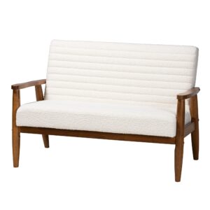 baxton studio stratton loveseat, one size, white/walnut brown