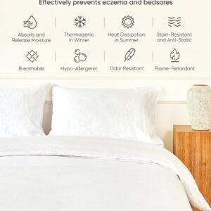 cebihy 100% Linen Duvet Cover Set King 3 Pieces, French Normandy Flax Linen, Cooling, Soft, and Breathable Linen Bedding Set - 1 Duvet Cover 90"x 104", 2 Pillowcases 20"x 40" (White-Queen)