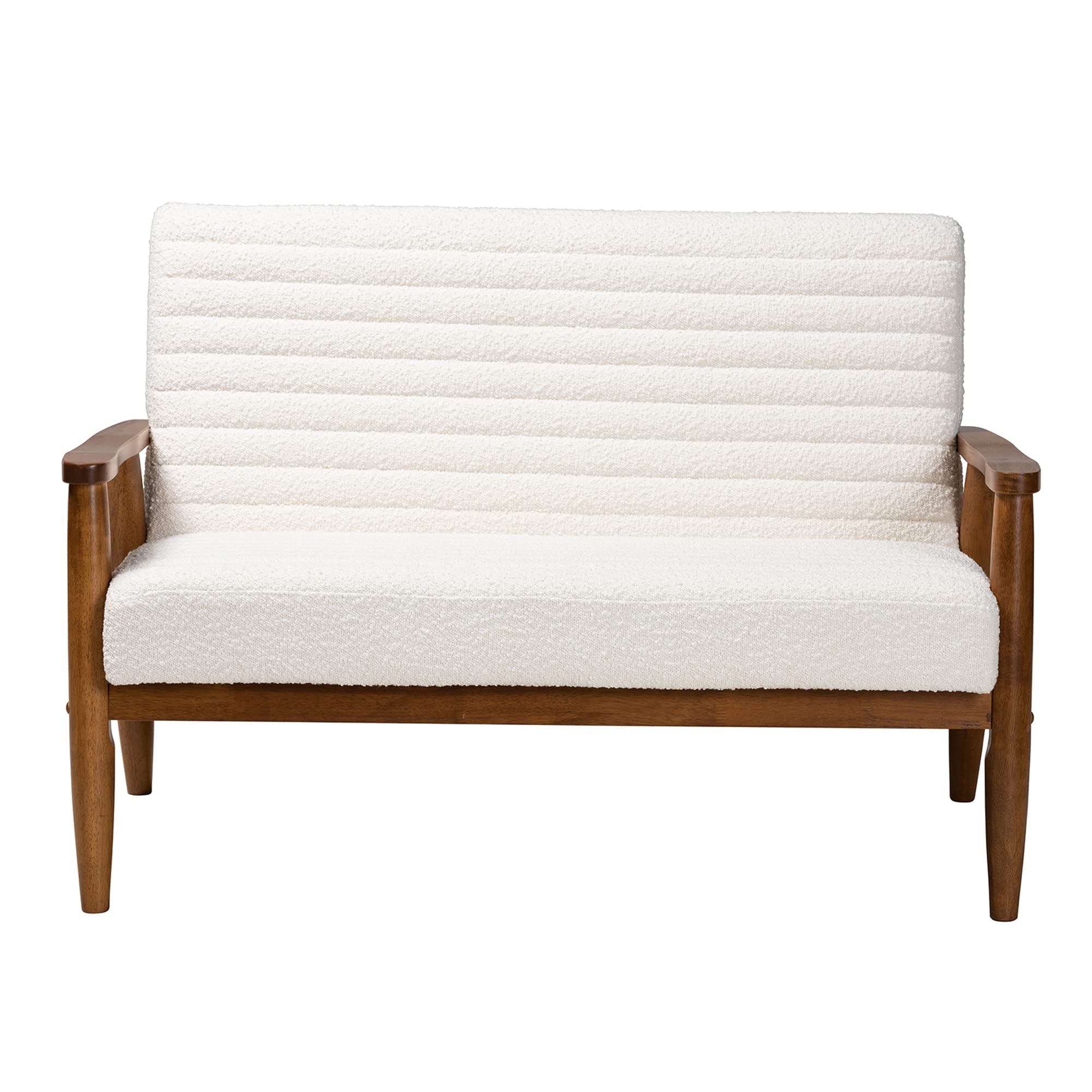 Baxton Studio Stratton Loveseat, One Size, White/Walnut Brown