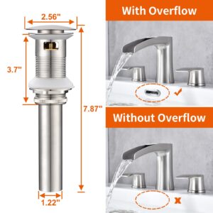 RULIA Bathroom Faucet, 2 Handles Bathroom Sink Faucet, 3 Holes Waterfall Faucet, Bathroom Vanity Faucet with Pop Up Drain, Brushed PVD, RB1061