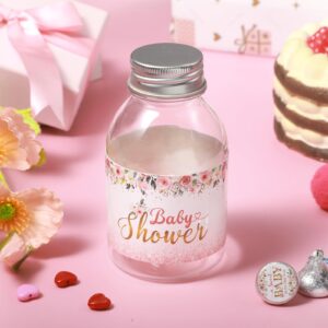 Colarr 72 Pcs Pink Baby Shower Water Bottle Labels Baby Shower Water Bottle Wrappers for Girls Water Bottle Labels Pink Gold Flower Baby Shower Party Decoration Floral Baby Shower Party Supplies