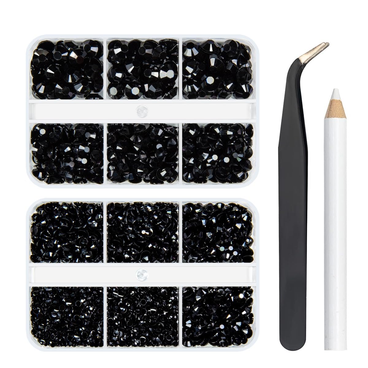 qiipii 3060PCS Black Resin Flatback Rhinestones for Crafts Pure Black Flatback Jelly Rhinestones 2mm 3mm 4mm 5mm 6mm Non Hotfix Dark Black Gems Stones Diamonds for Tumblers Mugs Bottles DIY Crafts