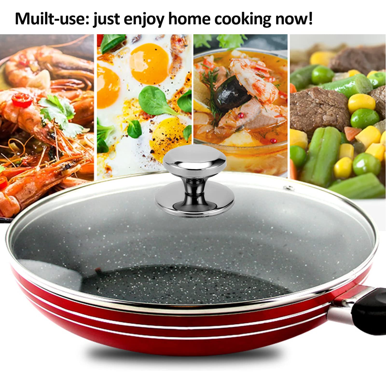 Glass Lid for 12 in Frying Pan, Tempered Replacement Top for 12 inches Cookware, Skillets, Stainless Steel Pans &Pots, Cast Iron, Cast Aluminium Pans, Dutch Ovens 30 cm