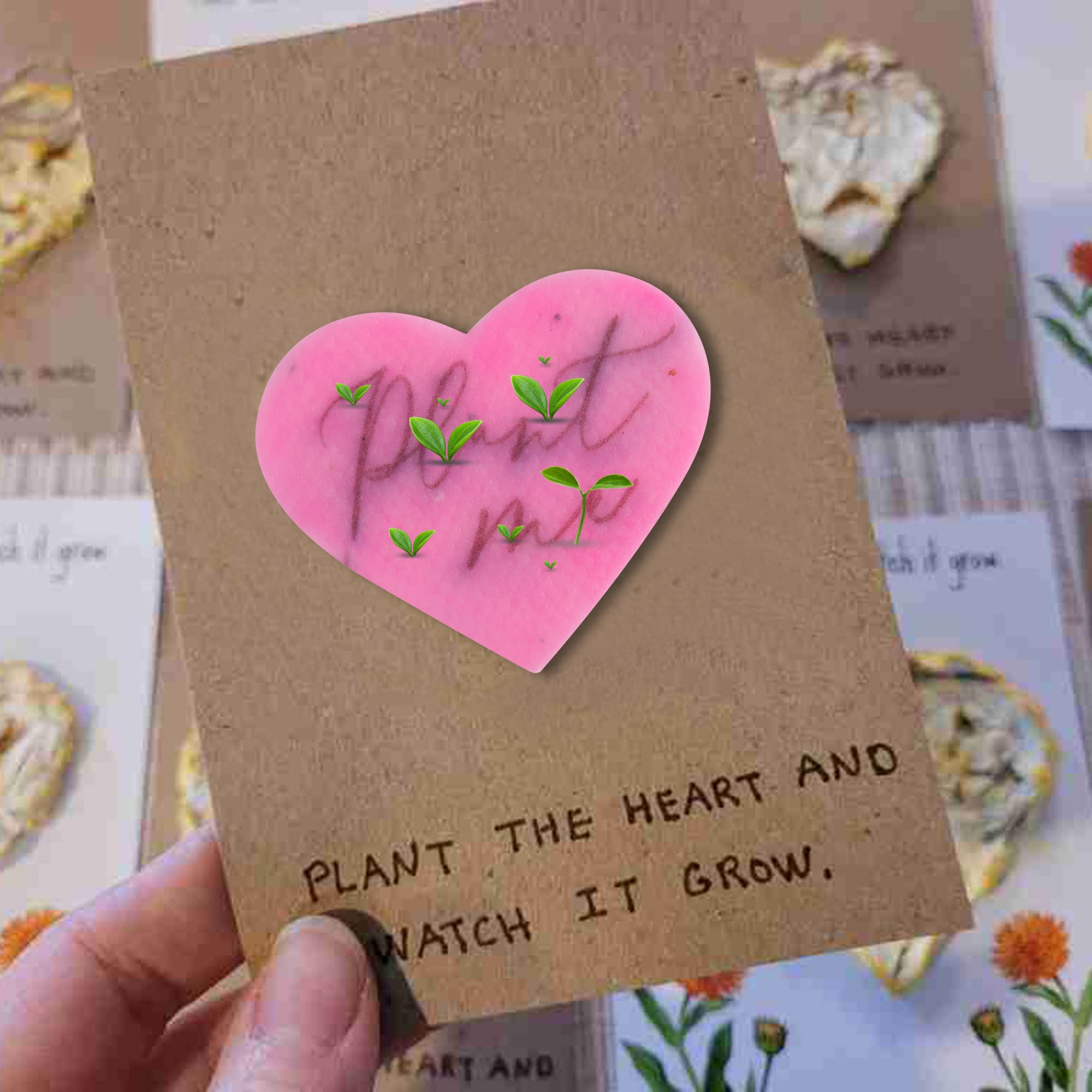 Plant Me Plantable Paper Seeded Paper Gift Wedding Party Favors for Guests- Bridal Shower Funeral Memorial Packets Hearts Only (Set of 50)