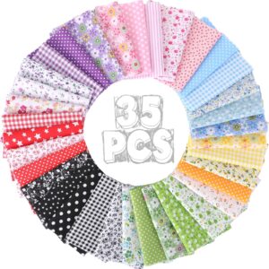 macarrie 35 pcs 100% cotton fabric quilting patchwork fabric fat quarter for sewing quilting squares fabric bundles floral printed sewing supplies for quilting patchwork (10 x 10 inch)