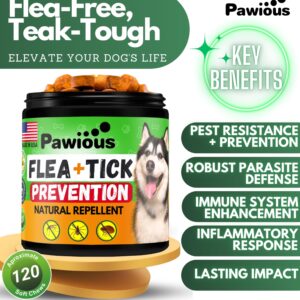 Flea and Tick Prevention for Dogs Chewables - Natural Dog Flea and Tick Control Supplement - Flea & Tick Chews for Dogs - All Life Stages - Made in USA