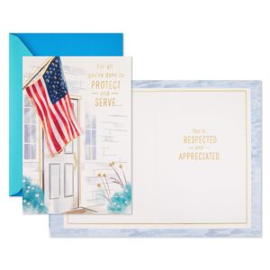 Hallmark Pack of 3 Military Thank You Cards, Veterans Day Cards (Protect and Serve)