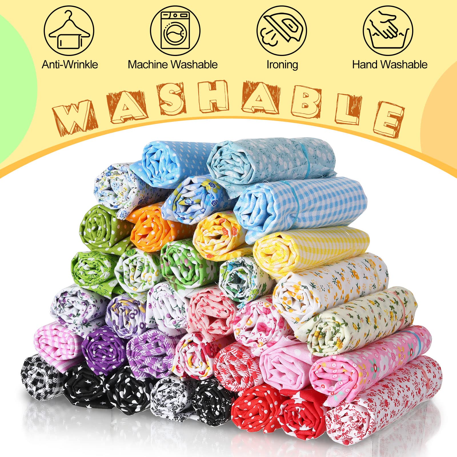 Macarrie 35 Pcs 100% Cotton Fabric Quilting Patchwork Fabric Fat Quarter for Sewing Quilting Squares Fabric Bundles Floral Printed Sewing Supplies for Quilting Patchwork (10 x 10 Inch)