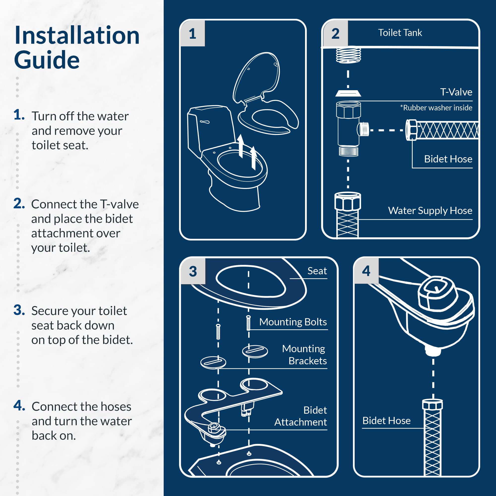 Bio Bidet by Bemis 1500EC Toilet Seat with Perfect Fit, Fresh Water Spray, Non-Electric, Easy to Install Bidet, ELONGATED, Almond