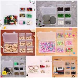 Mathtoxyz Small Bead Organizers and Storage, Clear Bead Storage Containers Rectangle Bead Holder Plastic Cases Transparent Boxes for Nail DIY Craft Making Jewelry Battery Screw