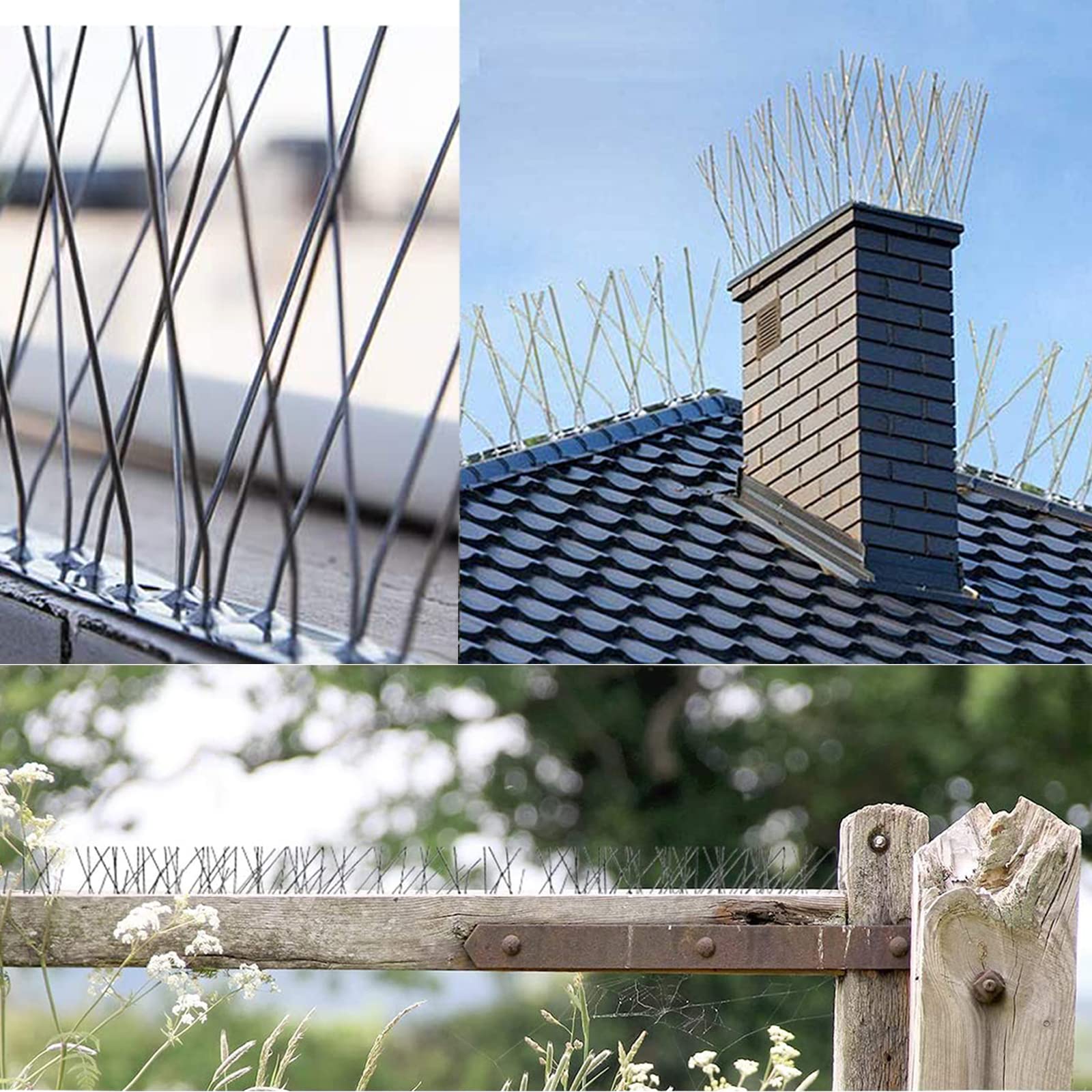 GREBAI Bird Spikes for Pigeons Small Birds,Stainless Steel Fence Spikes,Effectively Deter Crows,Woodpeckers,Pigeons and Other Small Birds Cover 16.2Feet