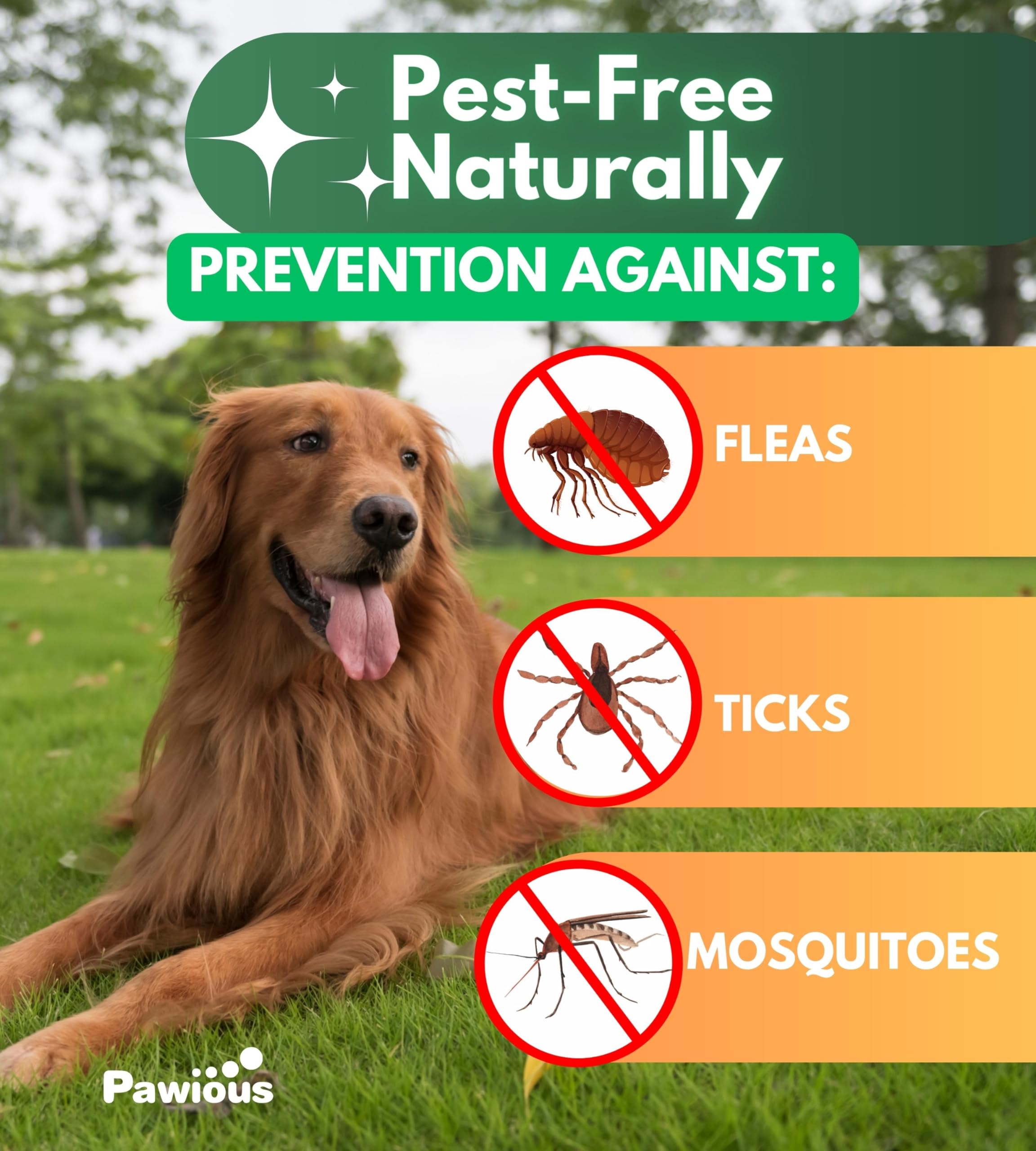 Flea and Tick Prevention for Dogs Chewables - Natural Dog Flea and Tick Control Supplement - Flea & Tick Chews for Dogs - All Life Stages - Made in USA