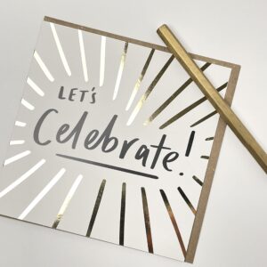 Old English Co. Well Done Card for Him or Her - 'Let's Celebrate' Gold Foil Congratulations Greeting Card for Men and Women - New Job, Engagement, Birthday, Exam Results | Blank Inside with Envelope