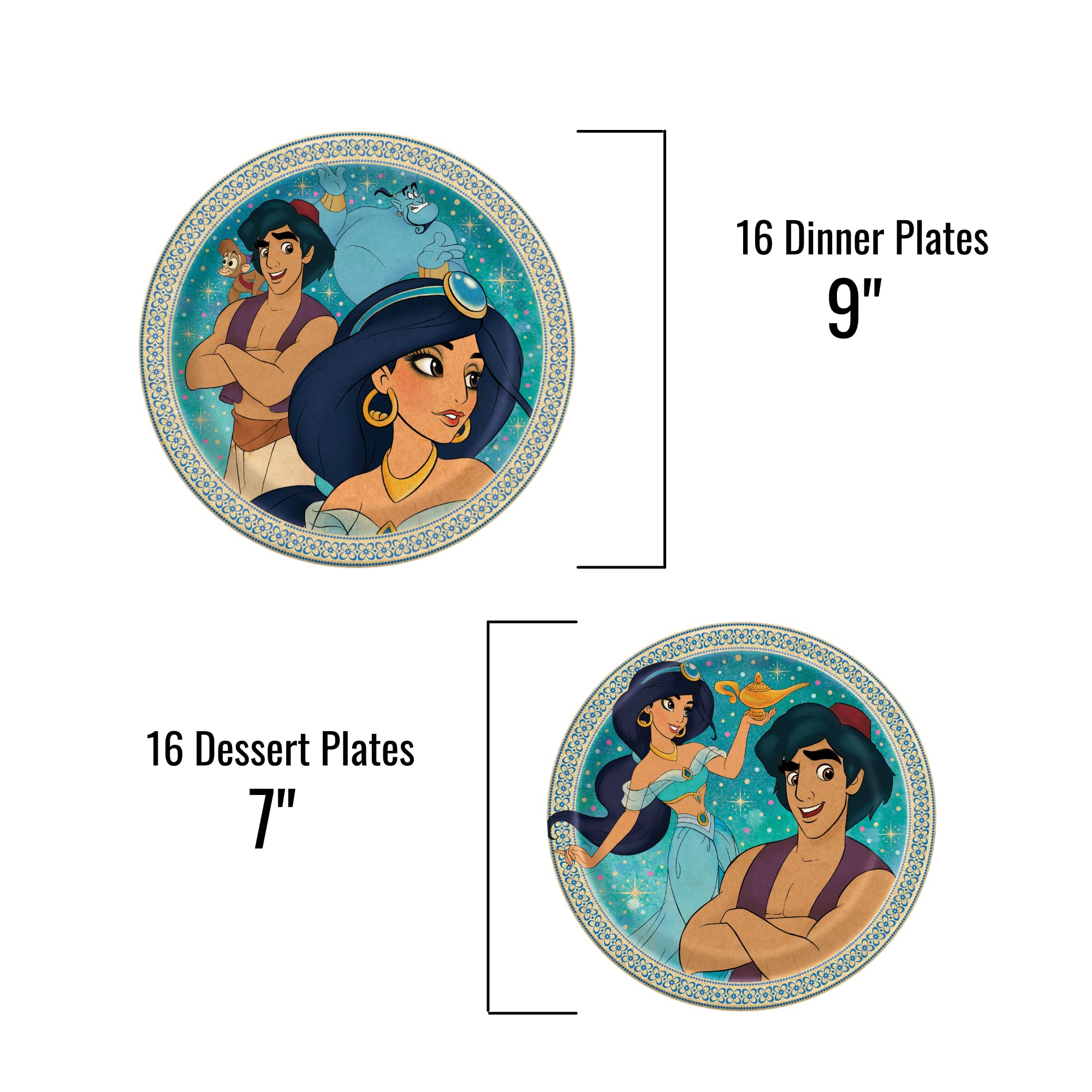 Aladdin Birthday Party Supplies Tableware Set, Serves 8 Guests, Includes Plates, Napkins, Cups, Tablecover and Exclusive Party Games Booklet by Party Craft Creations