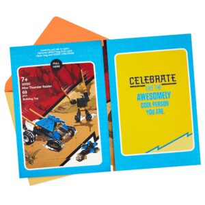 Hallmark Birthday Card for Kids with Legos (Ninjago Mini Thunder Raider Building Kit, Ages 7 and Up)