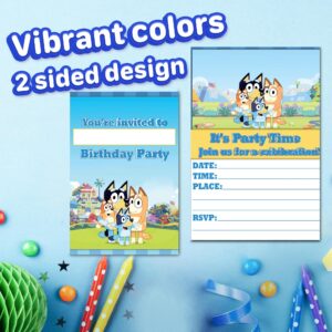 NATURAL BEHAVIOUR Set of 20 Playful Pup-Themed Happy Birthday Invitation Cards & Envelopes – Lightweight (240g), Postcard Style Invites for the Perfect Party Pack