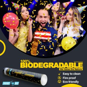 [6 Pack] 12" Biodegradable Gold Confetti Poppers | Confetti Cannon for Birthdays, Graduation, Weddings, Pranks, New Years Celebration | Trendy Buy Party Poppers Confetti Shooters | Shoots 25ft