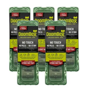 doombox™ green enclosed mouse trap | keeps the mess with the mouse | patented click-it™ closure technology | safe for kids & pets | certified child resistant | made in usa (5-pack green)