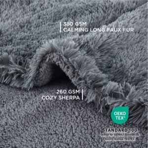 Bedsure Waterproof Dog Blankets for Large Dogs - Calming Cat Blanket for Couch Protector Washable, Long Faux Fur Pet Throw Blanket for Puppy, Reversible Furniture Protection, 40"x50", Grey