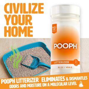 POOPH Litterizer - Litter Box Civilizer, 16oz - Dismantles Odors on a Molecular Basis, Freshener, Eliminator, Urine, Pee, Deodorizer, Fresh, Clean, Potty, Safe