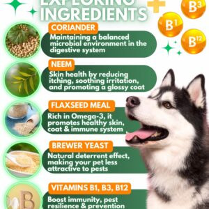 Flea and Tick Prevention for Dogs Chewables - Natural Dog Flea and Tick Control Supplement - Flea & Tick Chews for Dogs - All Life Stages - Made in USA