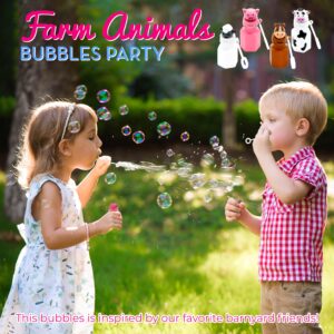 12 Farm Animals Bubbles 12 Pack - Barnyard Farm Animal Bubbles Party Favors with Wands Includes - Horse, Sheep, Pig and Cow by 4E's Novelty