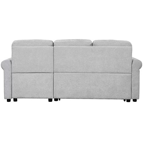 ERYE L-Shaped Pull Out Sleeper Couch Bed Velvet Tufted Upholstered Convertible Reversible Sleep Sectional Sofa with PullOut Sofabed for Living Room