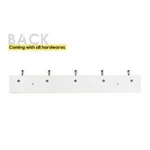 ROOREVO Wall Mounted Coat Rack with 5 Hooks - 2 Pack - Wall Coat Hooks Wall Hat Hanger, Satin Nickel & White