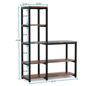 LITTLE TREE Book Shelf for Bedroom, 5-Tier Tall Bookshelf with 3 Display Shelves for Living Room, Wooden Bookcases Modern Free Standing Bookshelves for Office