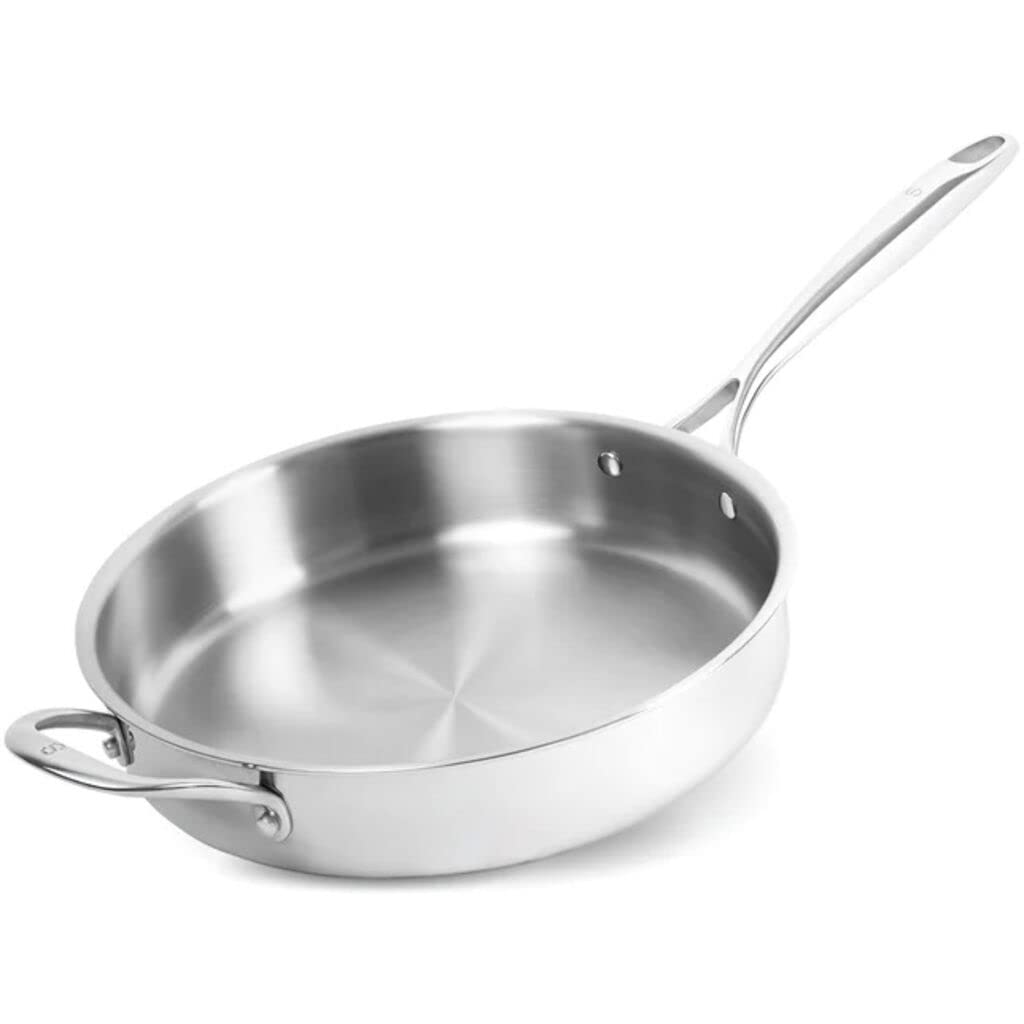 Sardel 4QT Saute Pan - Made in Italy, Stainless Steel Deep Frying Pan for Sauteeing, Non Stick, Lightweight, Sturdy Heat Resistant Handle, Induction Compatible & Oven Safe