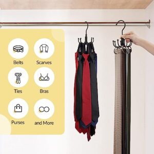 PODATOL Belt Hanger, Space Saving Belt Organizer for Closet, Max 24 Storage Capacity, Rotating Belt Rack Closet Organizers and Storage for Hanging Belt, Ties, Black