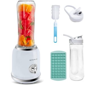 Personal Blender for Smoothies & Shakes - Portable Mini Smoothie Blender with BPA-Free 2 Travel Bottles 20 oz with Lids, 2 Speed Manual Control, 6 Stainless Steel Blades - 300 Watts