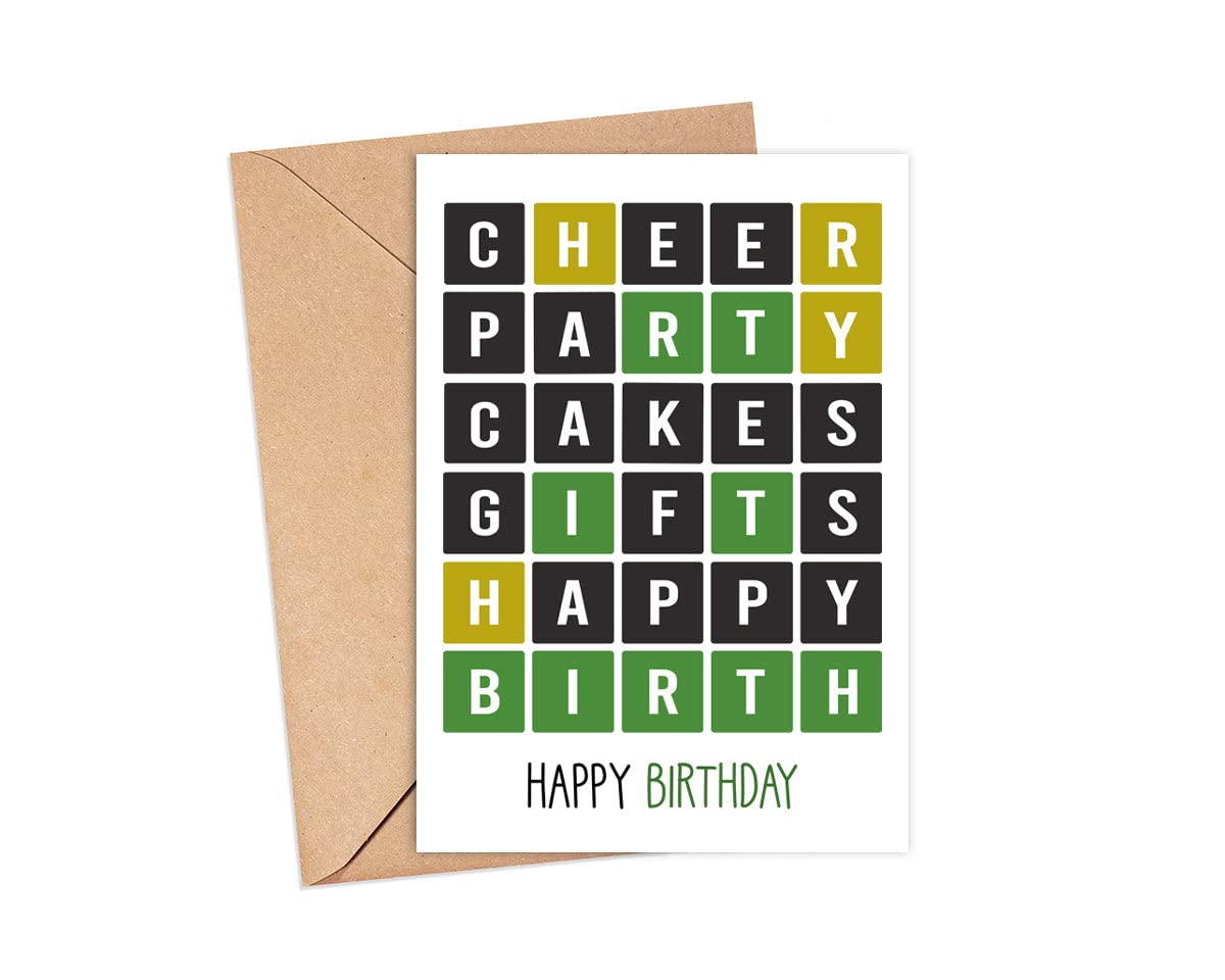 Wordle Birthday Card - Cute Birthday Card - Funny Wordle Birthday Card For Friends- Her -Him - Cute Birthday Card For Wordle Lover - Wordle Card - Happy Birthday Idea Gift - Wordle Lover Card