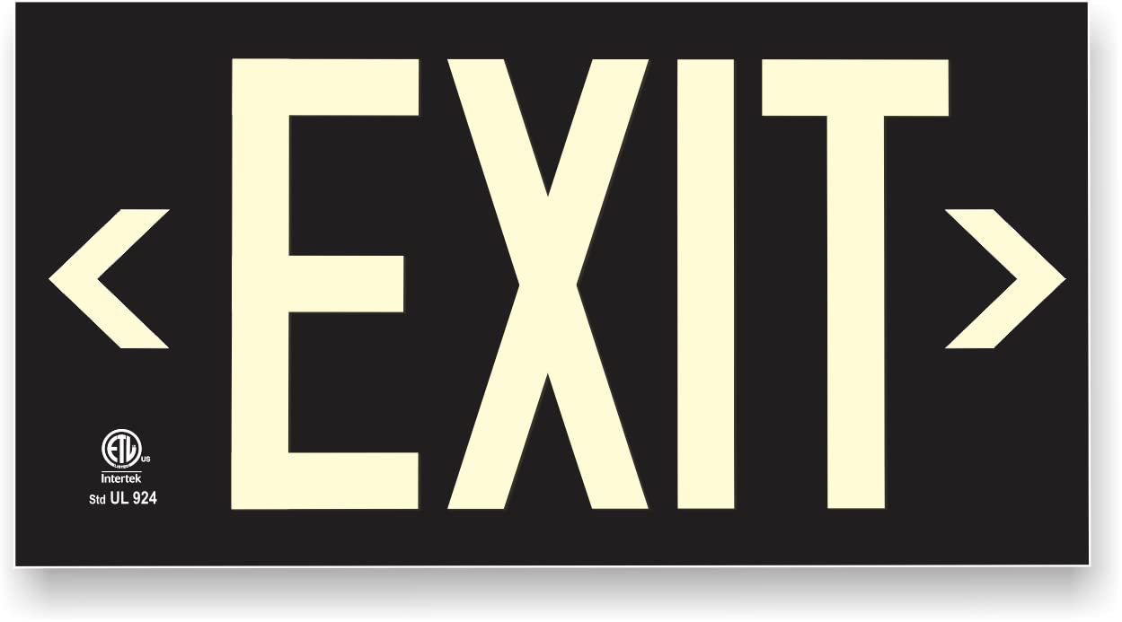 Photoluminescent Exit Sign Black - Aluminum - UL 924 Code Approved/IBC/NFPA 101 | NightBright USA Part Number ULB-050