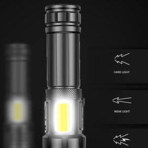 Xkravo LED Handheld Flashlights, 1800 Lumens 7 Light Modes with COB Work Light, Super Bright Rechargeable Zoomable Waterproof Tactical Flashlight with Battery for Emergency, Outdoor, Home, Camping