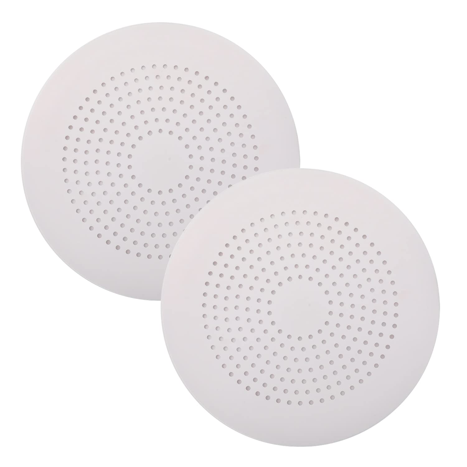 Hair Catcher Round Silicone Hair Stopper with Suction Cup Quick & Easy to Install Perfect for Bathroom, Bathtub & Kitchen Use - Pack of 2 (White)