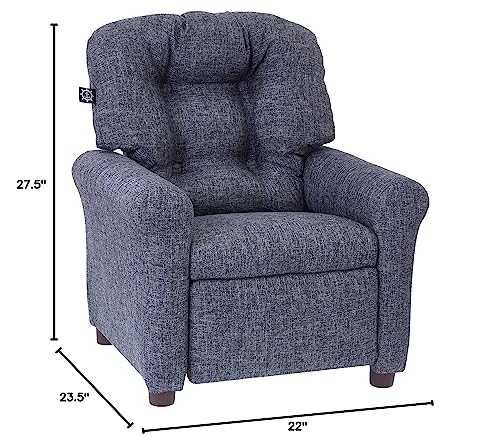 THE CREW FURNITURE Traditional Kids Recliner, Toddler Ages 1-5 Years, Home Décor Polyester Linen, Gray