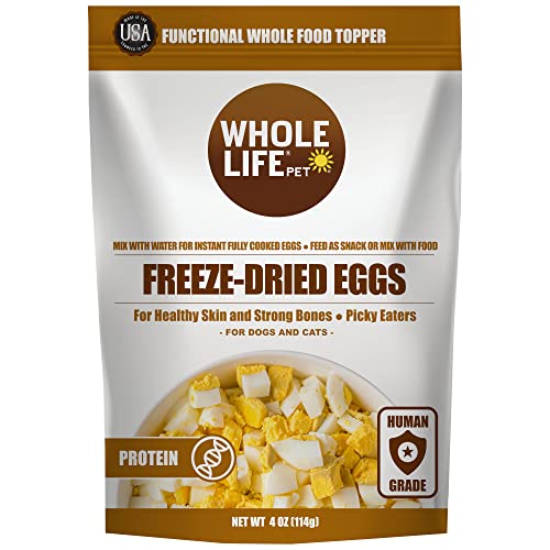 Whole Life Pet Freeze Dried Diced Eggs for Dogs and Cats. Fully Cooked Just Add Water. Healthy Skin, Strong Bones, Picky Eaters. Human Grade Quality