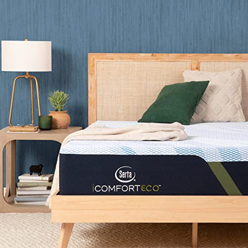 Serta - iComfortECO F15GL Firm 12.5" Full Smooth Top Memory Foam Mattress, Cooling, Pressure Relief, Utilizing Recycled and Plant-based Material, 100 Night Trial, CertiPUR-US Certified