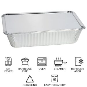 MOACOCK 50 Pack Aluminum Pans with Lids, 2.25lb Foil Pans with Board Lids, Disposable Take Out Food Containers, Foil Pans for Meal Prep Freezer Cooking Baking