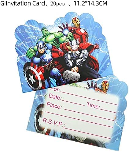 SUTRADHAR 20pcs Superhero Birthday Invitations,Superhero Party Invitations Birthday Party Supplies Decoration (Invitations2)