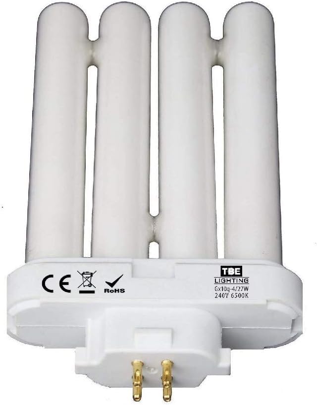 TBE LIGHTING 27w PLS Energy Saving Daylight Bulbs for High Vision Reading Lamps 4-pin GX10Q-4 Quad Tube