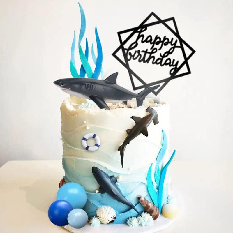 23 PCS Shark Cake Topper Shark Figurines Decoration Ball Cake Topper for Kids Baby Shower Ocean Theme Birthday Party (Blue)