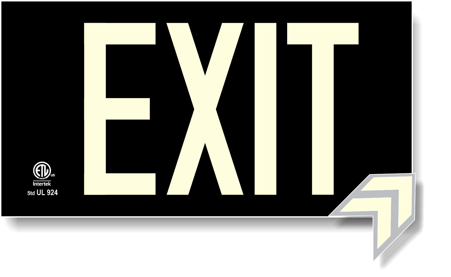 Photoluminescent Exit Sign Black - Aluminum - UL 924 Code Approved/IBC/NFPA 101 | NightBright USA Part Number ULB-050